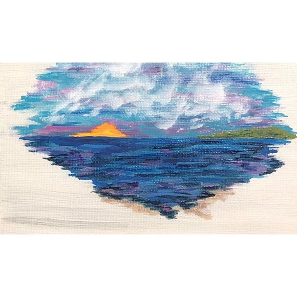 Sea of Blues, Original Acrylic Painting, 6 x 6" - Picture 2 of 3